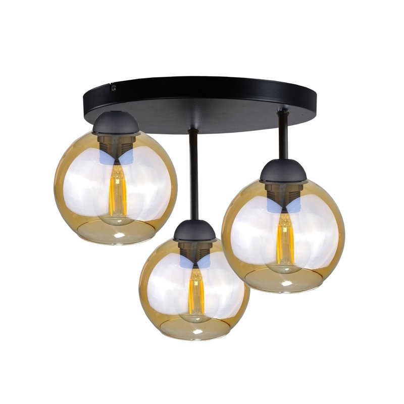 Glass Semi Flush Mount, Black