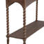 Console 47 x 14 x 30 po en bois brun rustique avec pieds en spirale tournés et tablette inférieure