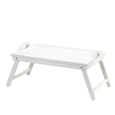 White Folding Tray Table | Collapsible Wooden Butler Stand
