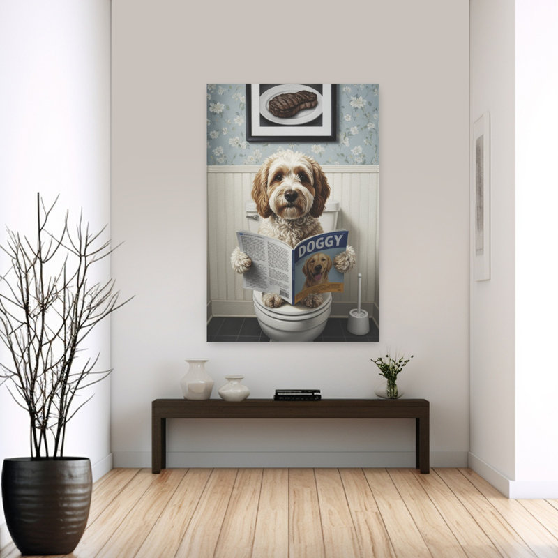 Dog's Bathroom Read by Andreas Magnusson - Wrapped Canvas Print, 152.4 cm H x 101.6 cm W