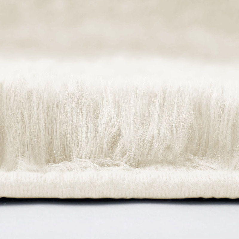 Solid Colour Shag Area Rug, Rectangle 80 x 150 cm, Cream