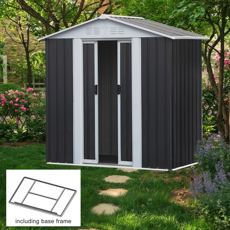 Outdoor Storage Shed With Aluminum Alloy Frame, 72.2" H x 74.5" W x 45.3" D, Light Gray