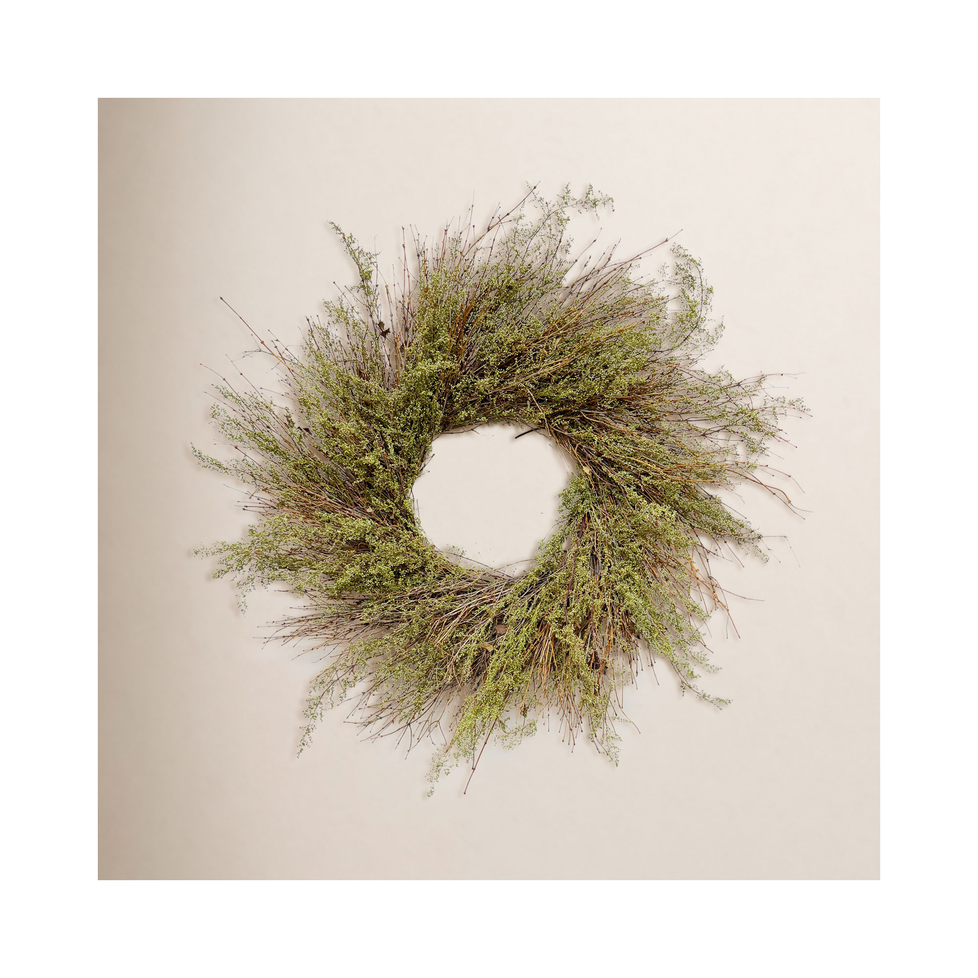 Dried Twigs and Sweet Annie Spring Wreath, 22" W x 22" H x 5" D
