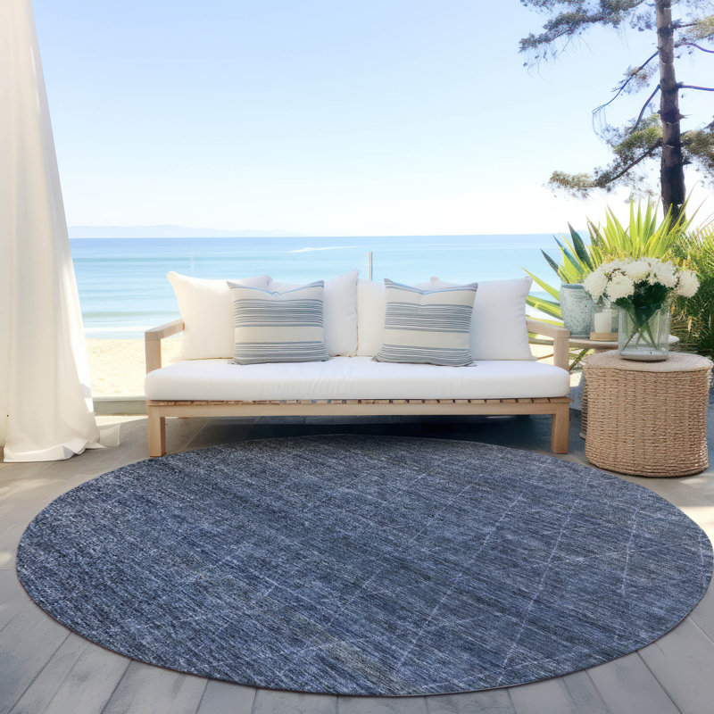 Chantille intérieure / extérieure lavable à la machine ACN1165 - bleu marine, Rond 8 pi