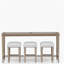 Table de présentation en verre mat avec 3 tabourets