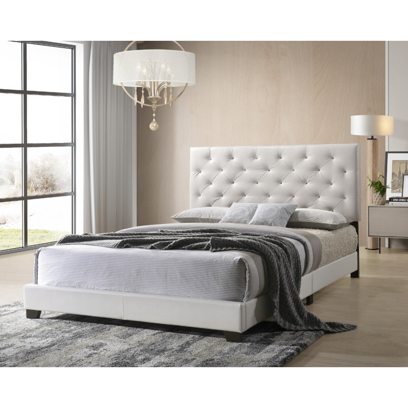 Gaozong Upholstered Standard Bed, White, Twin