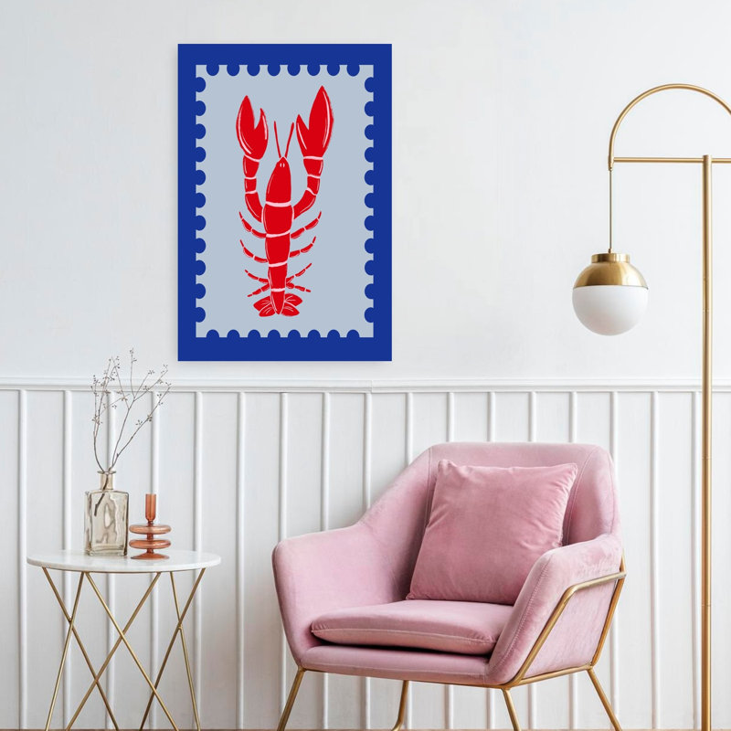 «Red Lobster Stamp», art mural océan côtier, H 24 po x l 16 po