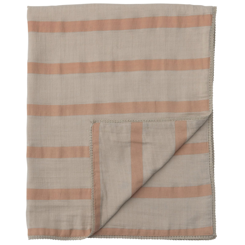 Couverture pour bébé à rayures en coton, Crème / rose