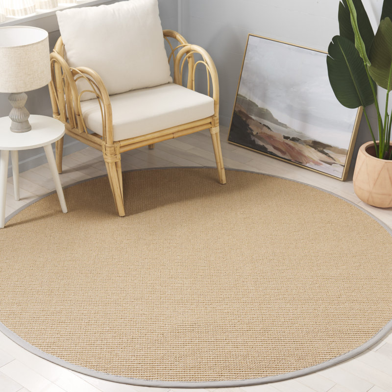 Tapis intérieur / extérieur couleur maïs / beige Hulene 109, Rond 6 pi