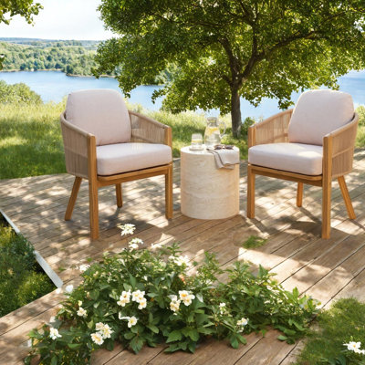 Ensemble de 2 chaises de patio Comfort, bois d'acacia pour maison moderne