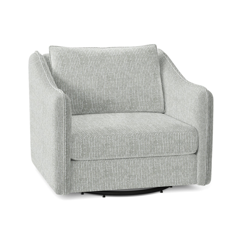 Monterey Swivel Patio Chair with Cushions, Lt Grey Chenille Woven Stripe 6023-010