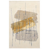 Hand Knotted Abstract Area Rug in Ivory/Gold