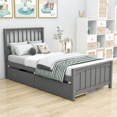 Lit plateforme simple avec tiroirs et rangement
