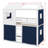 Twin-Sized Wooden Bunk Bed, Cottage-Style Bed With Windows And Play Tent, Low Loft Bed Frame With Secure Guardrail-994061614-994061601