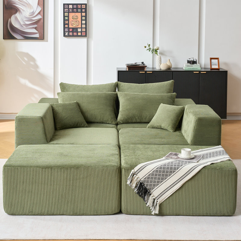 6-Piece Modular U-Shaped Sectional Sofa In Black