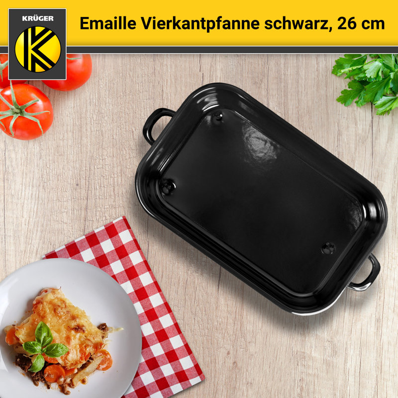 Karl Krüger Enamel Square Pan Black, 6" H x 16" W x 26" L