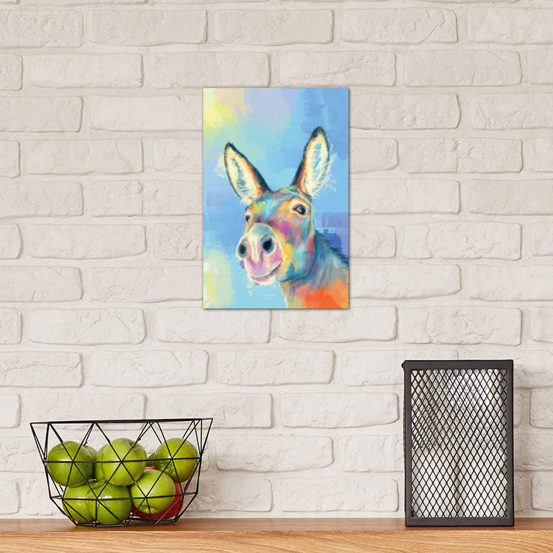 Carefree Donkey - Wrapped Canvas Painting, 30.48cm H x 20.32cm W x 1.91cm D