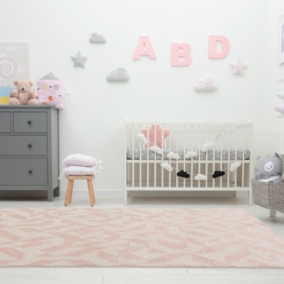 Brannon Pink Shapes Area Rug