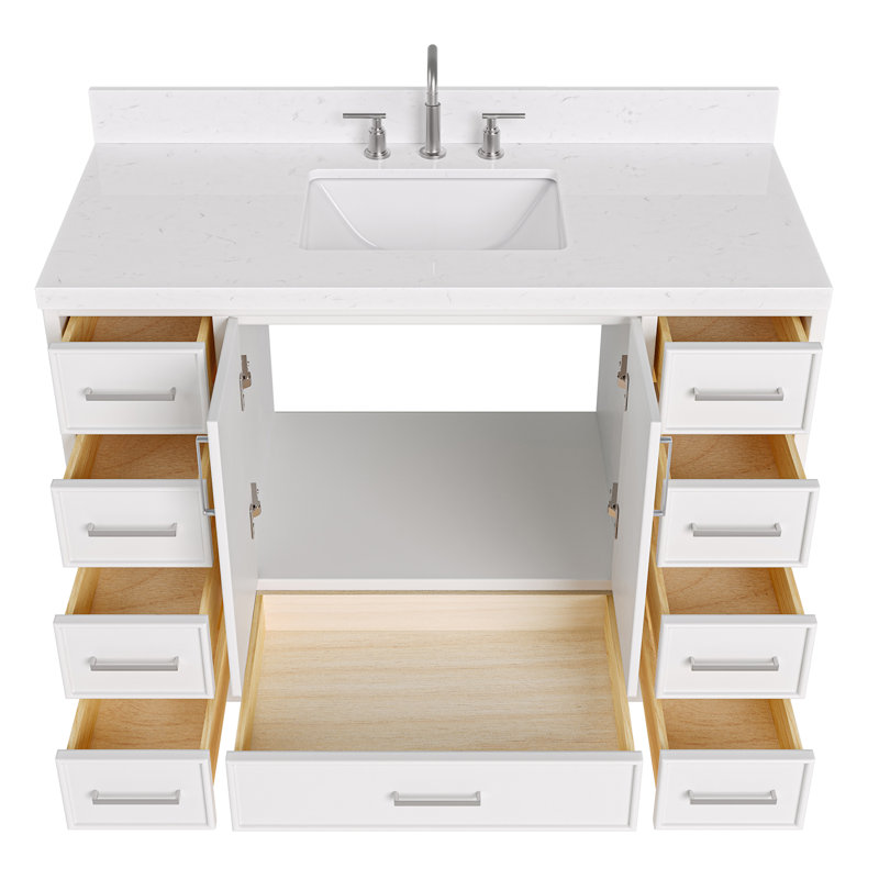 48.25'' Single Bathroom Vanity with Carrara Quartz Top, White