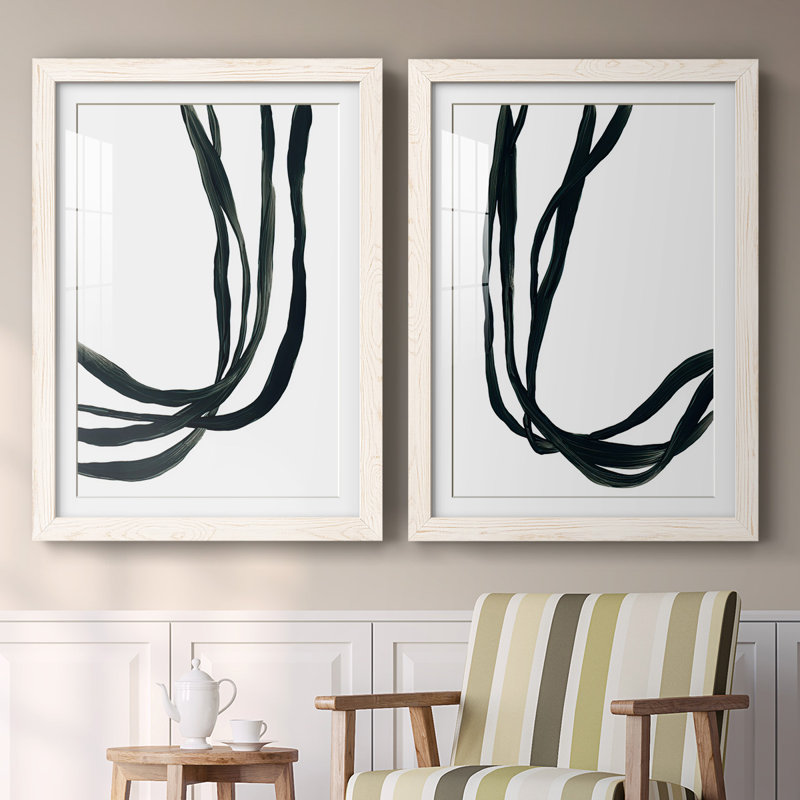 Onyx Ribbon I - 2 pièces, reproduction sur toile encadrée, Cadre blanc, H 42,5 po x l 61 po x P 1,5 po
