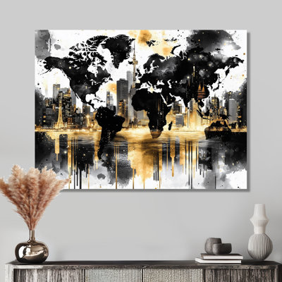 World Map With Landmarks II - World Map Canvas Print