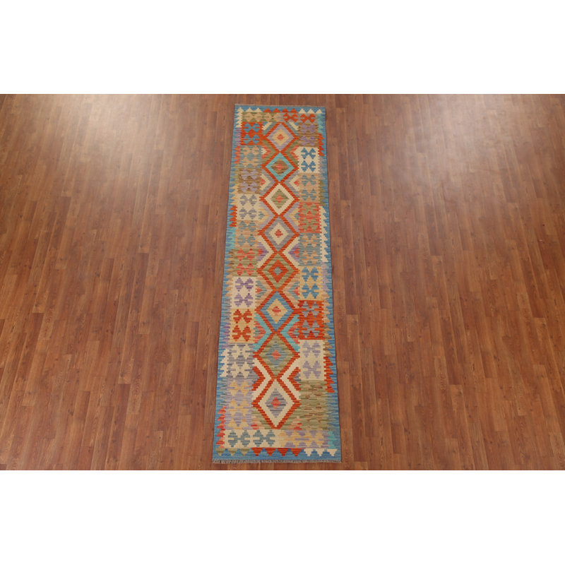 Kilim Reversible Wool Runner Rug 3x10