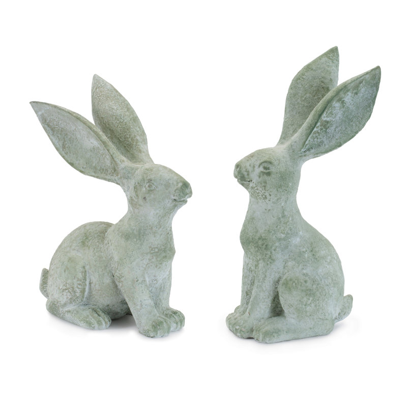 Figurine de lapin à oreilles longues, H 11,55 po x l 5,45 po x P 4 po, Vert