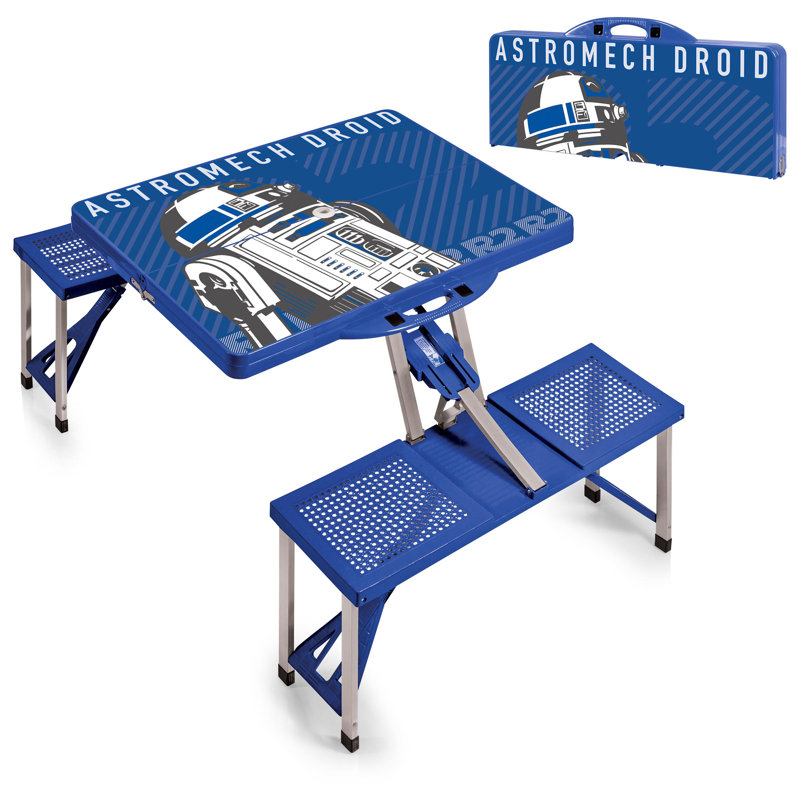Turnerville Rectangular Metal Folding Outdoor Camping Table With Umbrella Hole , 53'' in. W 33.75'' in. D