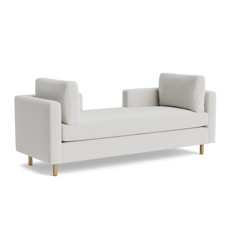 Hunter Bench, Performance Velvet - Silver, Brushed Brass