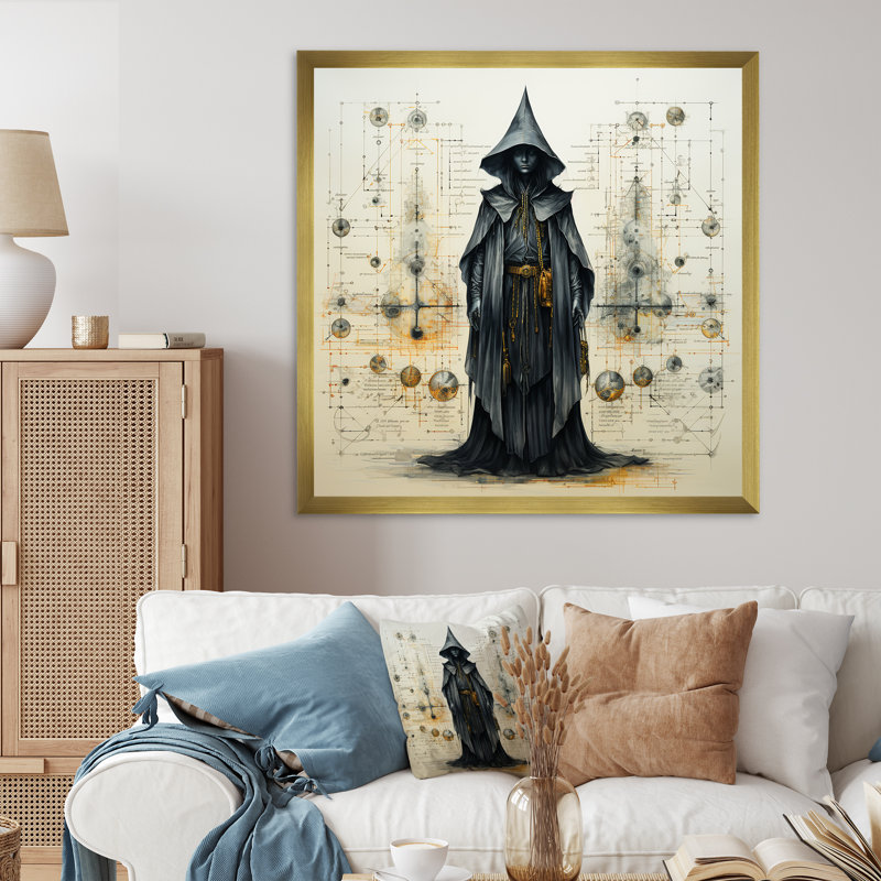Schéma III, impression sur toile encadrée, Cadre doré simple, H 16 po x l 16 po x P 1 po