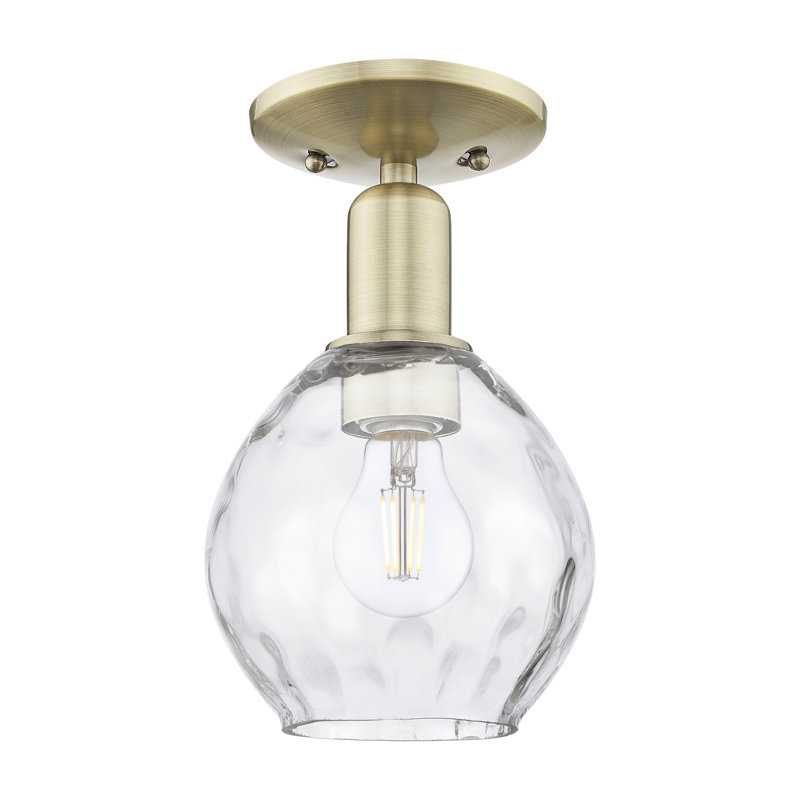 Plafonnier semi-encastré 1 lumière Pomeroy, Transparent / laiton antique
