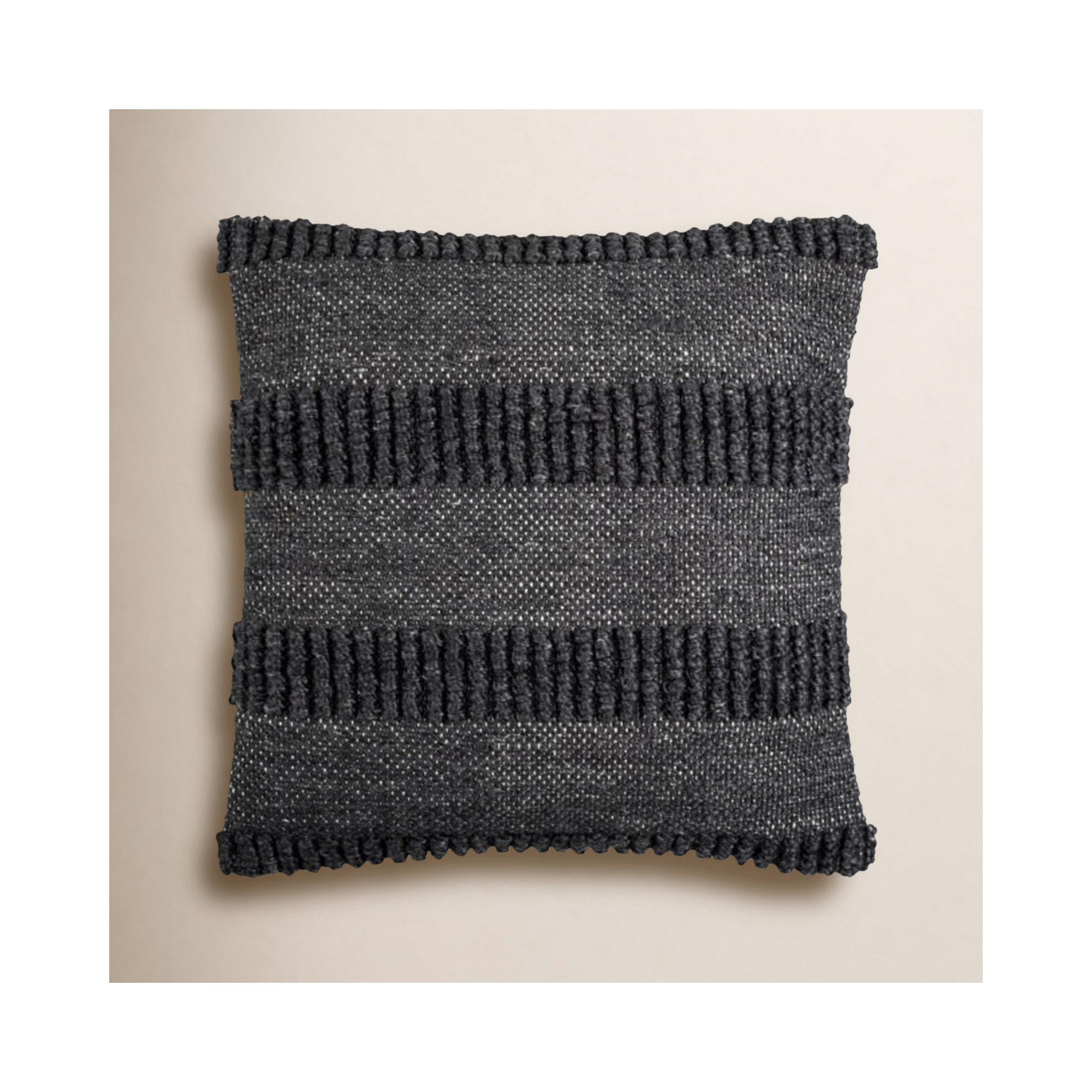 Fernan Striped Throw Pillow, 22"H x 22"W, Polyester/Polyfill, Dark Gray