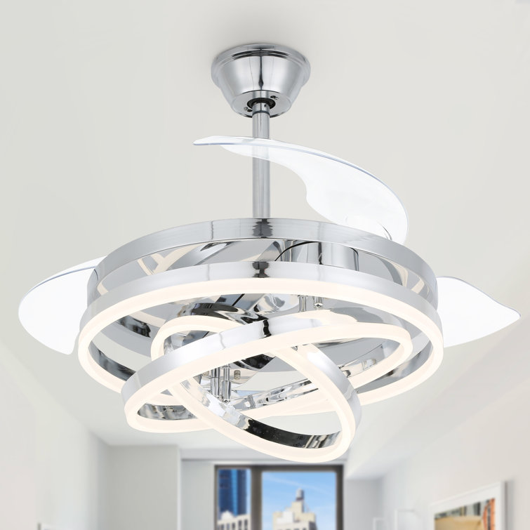 Elfred 42'' Modern DIY Shape Ceiling Fan with Lights, 6-Speed DC Motor Dimmable LED Ceiling Fan