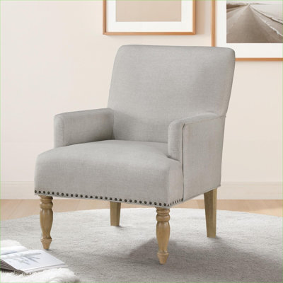 Fauteuil rembourré à une place avec accoudoirs rembourrés et finition beige sophistiquée pour les salons
