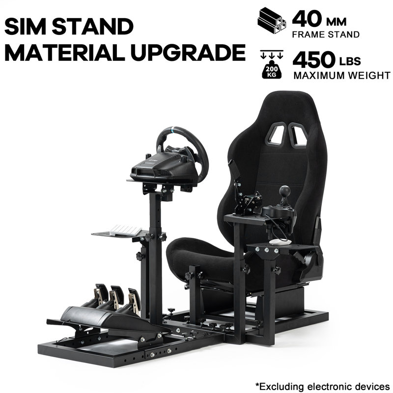 Anman Flight Simulator Bracket Racing Stand with Black Seat, NO Steering Wheel Pedal Shifter Handbrake