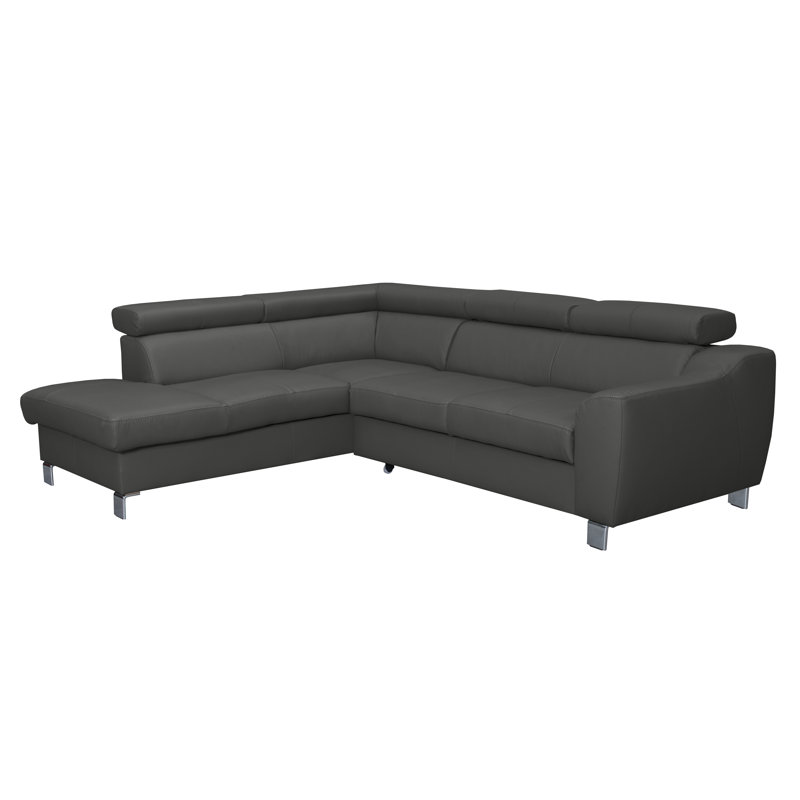 Aribel Faux Leather Corner Sofa with Sleeping Function and Storage Box with Adjustable Headrests , Left Hand Facing