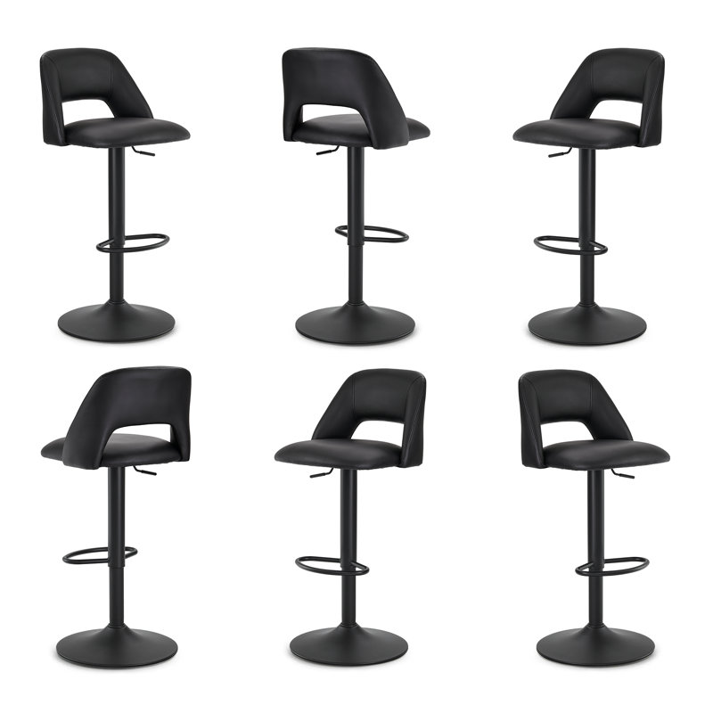 Swivel Upholstered Bar Stool, Black / Black
