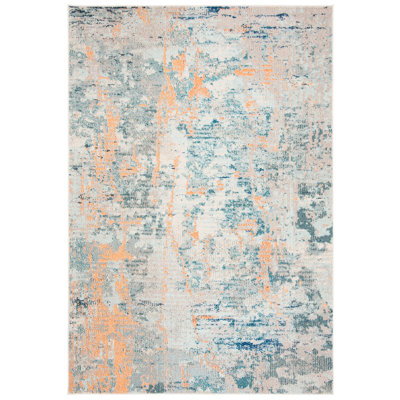 Riccio Abstract Blue/Beige/Orange Area Rug