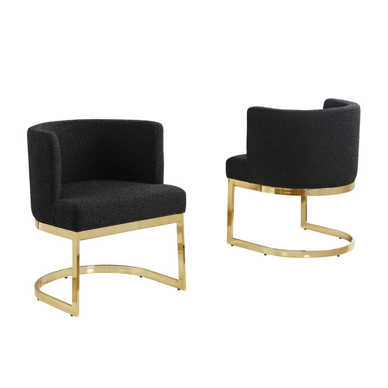 Single Side Chair With Sled Base, Black, Gold