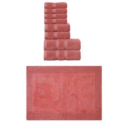 Buariki Collection 100% Soft Cotton Bath Towel Set & Bath Rug Reversible