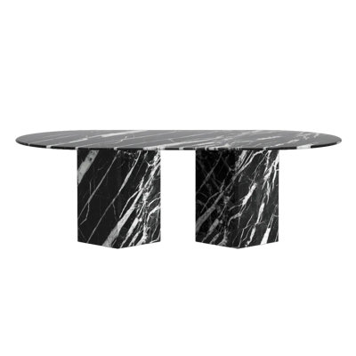 Genuine Marble Dining Room Table 8-Seater - Black Marble