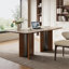 Bureau moderne rectangulaire 63 ", bureau en faux marbre avec plateau double