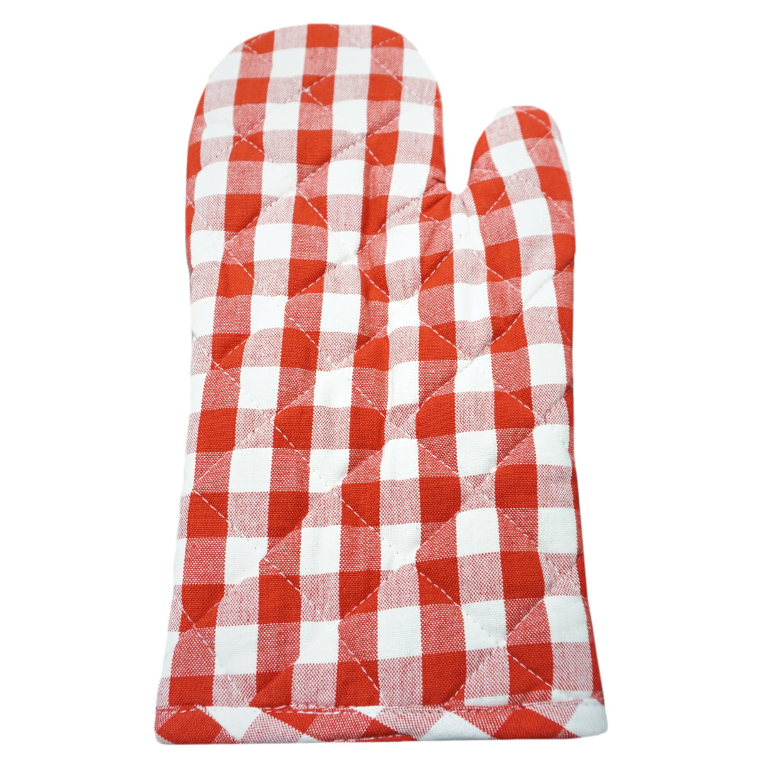 Home & Manor Gingham Cotton Oven Mitt Home & Manor