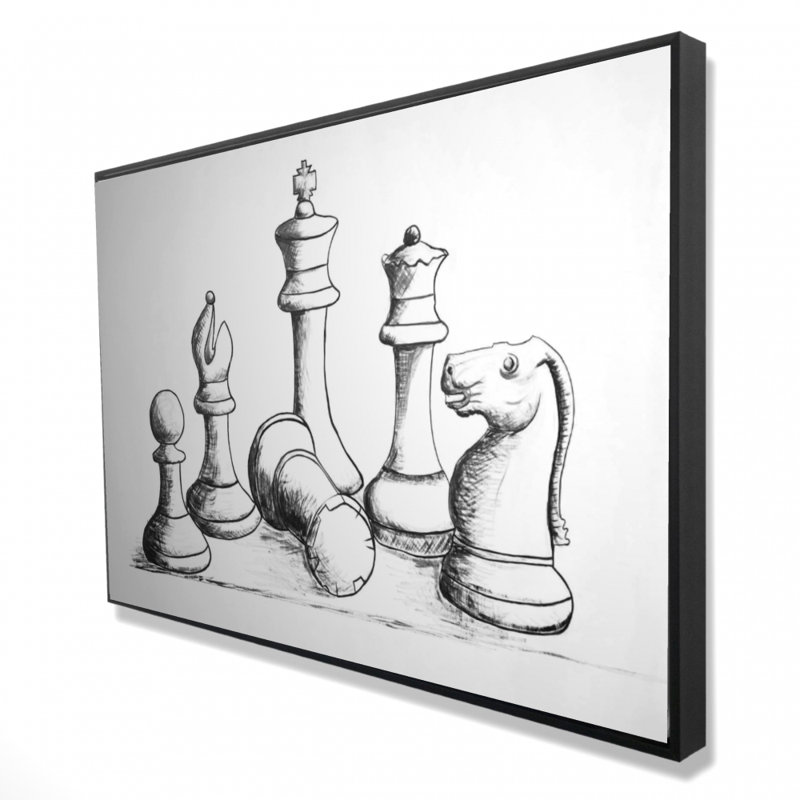 Reproduction de pièces de jeu d'échecs sur toile, H 24 po x l 36 po