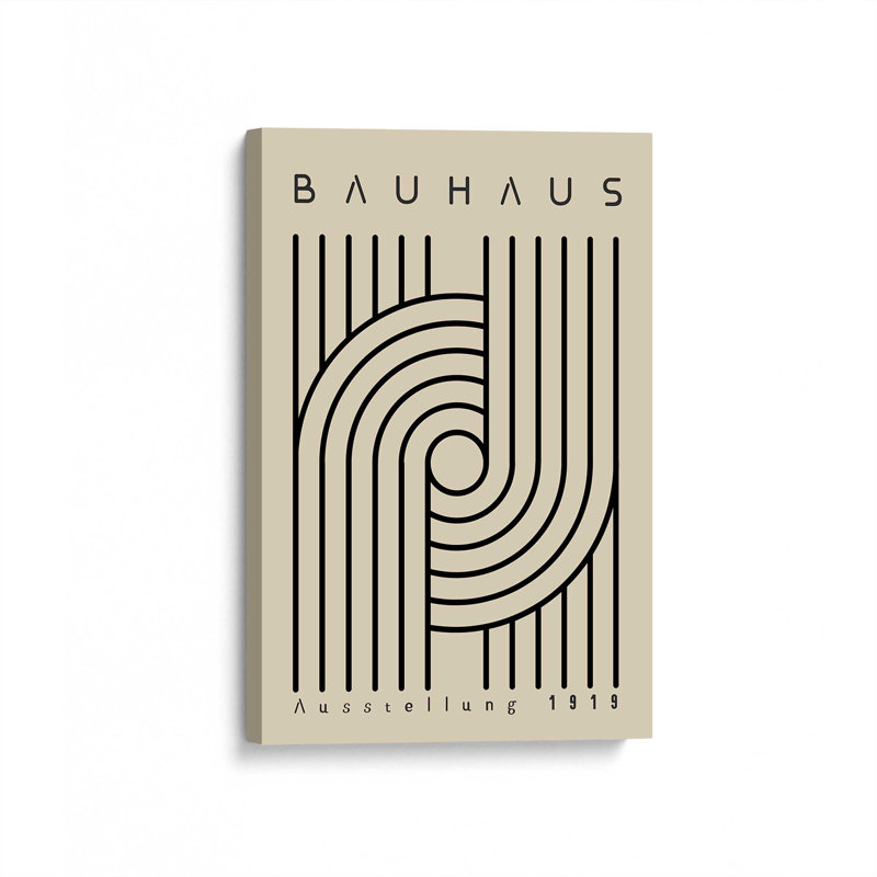 Impression sur toile monochrome Bauhaus Curves, H 30 po x l 20 po, Toile tendue, Ne s'applique pas