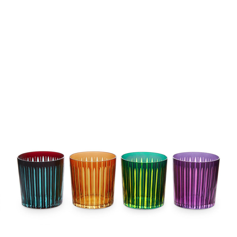 Prism Double Old Fashioned Glasses, Purple/Green/Bordeaux, 13 oz.