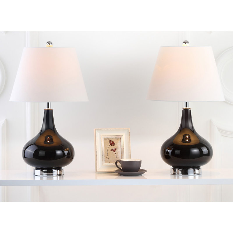 Akeim Glass Table Lamp, Black