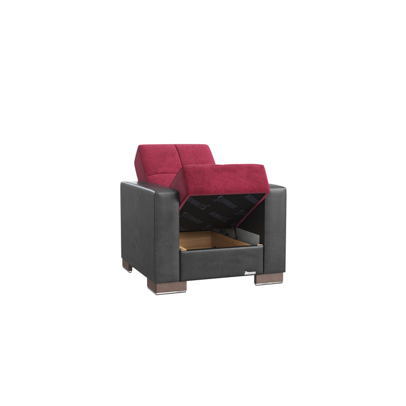 Upholstered Accent Chair, Burgundy Microfiber