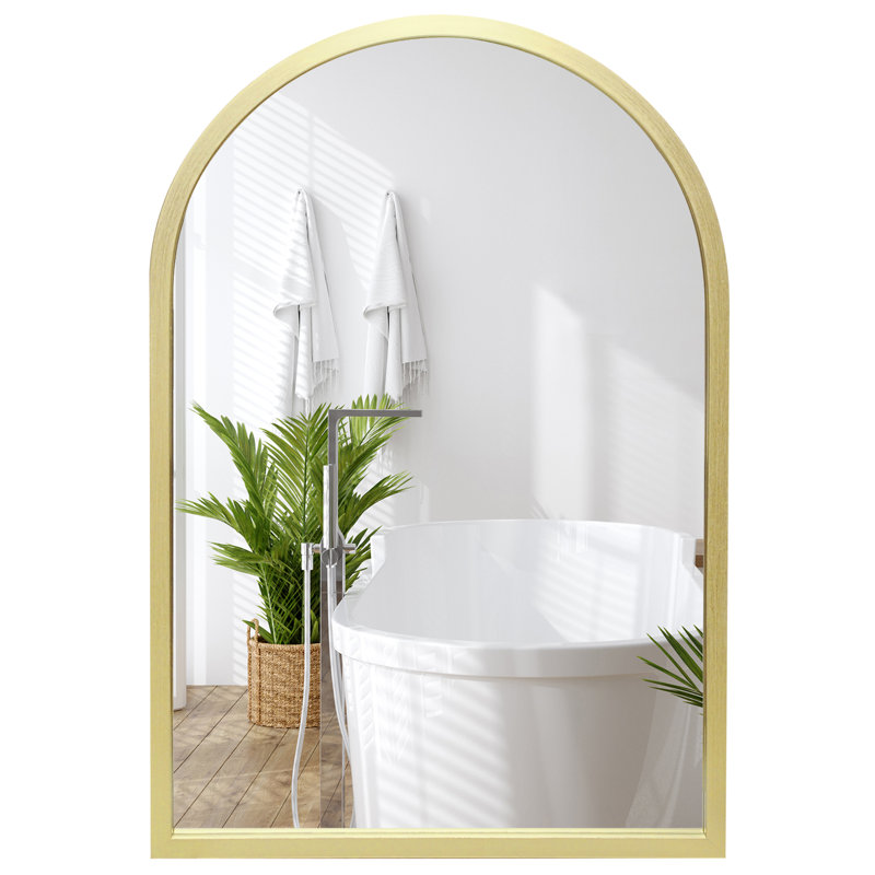 Miroir arqué incurvé pour salle de bain Lavetra, Or