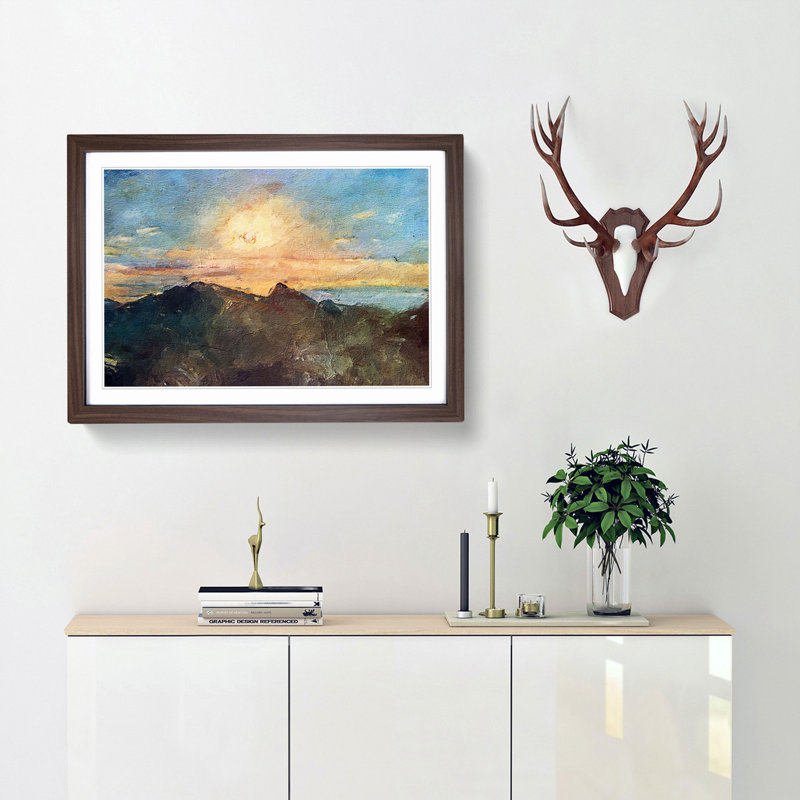 Morning Light by Fujishima Takeji - Picture Frame Painting Print, 48cm H x 65cm W x 2cm D, Walnut Framed